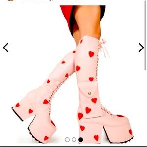Pink Lamoda platform heart boots
